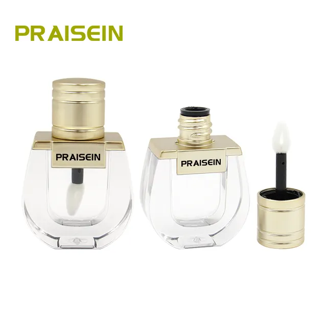 Raisein-contenedor de plástico para brillo de labios con etiqueta privada y tapa dorada, tubo de brillo de labios transparente vacío, 5,8 ml