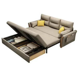 Sofa tempat tidur lipat dua kegunaan, laci kecil kayu solid, Ruang Tamu tunggal, tempat tidur teleskopik multifungsi