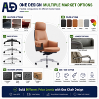 Chaise de bureau exécutive en cuir Aston - Appuie-tête ergonomique réglable, accoudoirs fixes, dossier ouvert, design moderne, siège coulissant, chrome