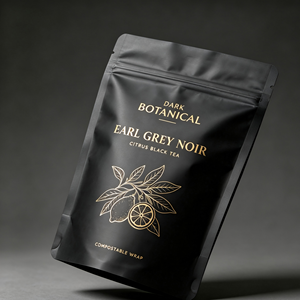 Sacchetto con Zip in Carta Kraft Biodegradabile con Rivestimento in PLA Personalizzato e Stampa in <span class=keywords><strong>Oro</strong></span> - Product Image 3