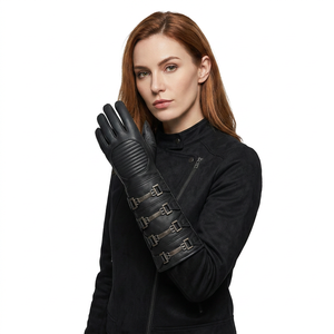 Guantes de Cuero Genuino de Primera Calidad para Ciclismo, Largos hasta la Muñeca, para Invierno, Uso Casual al Aire Libre, Playa, Elegantes, Modernos, Térmicos y Ecológicos - Product Image 1