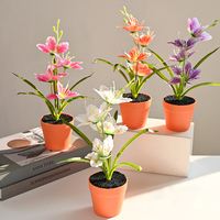 Orchidée artificielle en soie, mini bonsaï, ornement décoratif d'intérieur, accessoire de photographie, verdure artificielle pour mariage, décoration.