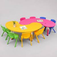 Table demi-lune en plastique en forme de rein pour enfants, idéale pour la lecture et l'écriture, design moderne, écologique, pour l'école, la chambre et l'extérieur