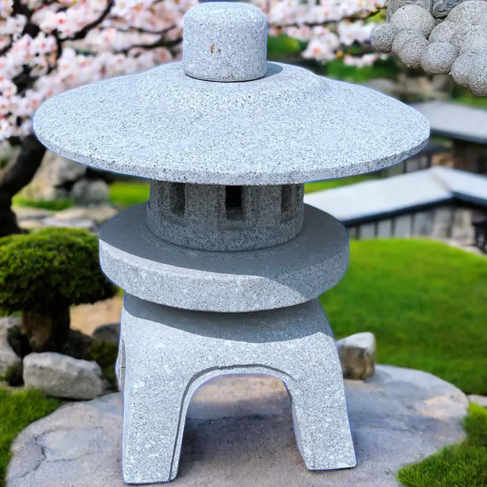حديقة مصباح ياباني من حجر الجرانيت للتزيين