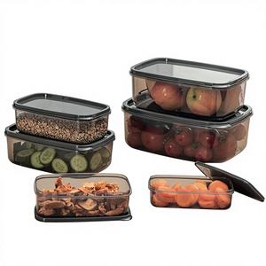 Juego de 6 Recipientes Transparentes de Plástico PP para Almacenamiento de Alimentos, con Tapa Hermética, Libres de BPA, Apilables y Encajables, para Almacenamiento en la Cocina y la Despensa - Product Image 1