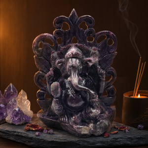 Escultura Artesanal de Ganesha en Lepidolita - Ídolo del Dios Ganesha en Cristales y Piedras Preciosas - Reiki/Chakra/Cura - 8 pulgadas y 1.77 kg - Product Image 3