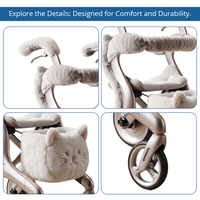 Déambulateur en fibre de carbone de conception nouvelle avec cadre futuriste blanc crème et sac de rangement de style chat pour les soins aux personnes âgées, service OEM