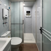Casa Prefabricada Plegable de Instalación Rápida, con Marco Blanco Estándar, Pared Gris, Expandible, Tipo Apartamento, con Ventana de Vidrio