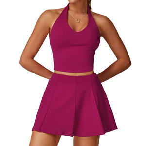 Ensemble de yoga Disko Sport, col halter, couleur unie, 2 pièces, vêtements de fitness à séchage rapide pour femmes, TZ3030 - Product Image 5
