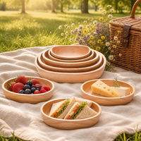 Bol en bois massif d'hévéa multifonctionnel ovale peu profond pour salade, fruits, collations, service, bol en bois naturel pour la maison et la cuisine, cadeau de détail