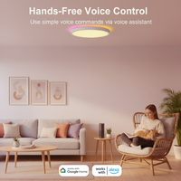 Plafonnier LED intelligent RGBCW 1800LM avec contrôle via l'application Tuya Matter, compatible avec la commande vocale et doté d'un capteur de luminosité, idéal pour salon et chambre à coucher