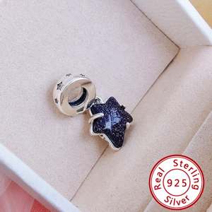 HaYa Vente en gros de perles breloques rondes en argent sterling avec fermoir, unisexe, pour bracelets, fabrication de bijoux DIY, tendance, approvisionnement en vrac - Product Image 2