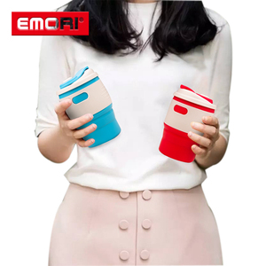 Gobelets de voyage pliables en silicone de qualité alimentaire écologiques personnalisés de 350 ml, imperméables et résistants à la chaleur - Product Image 4