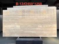 Dalles de travertin polies de style design moderne pour intérieur, coupe veinée, pierre beige, grande dalle avec capacité de personnalisation graphique