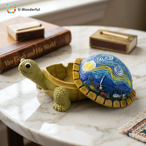 Cenicero de resina con tapa de tortuga, diseño Noche Estrellada de Van Gogh, creativo, con forma de animal, para cenizas de cigarrillos, adorno decorativo de escritorio, moderno y deportivo - Product Image 3