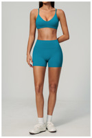 Ensemble de yoga léger deux pièces pour femme, grande taille, col en V, dos nu, taille haute, pour Pilates et entraînement, avec logo personnalisé GH, pour le commerce transfrontalier