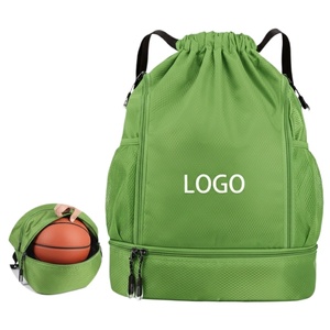 Custom Logo Drawstring Backpack Waterproof Polyester Zipper Sports Gym Bag for Football Basketball Personalized Fashion Gift
