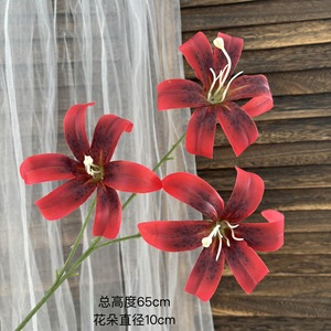 Fleurs artificielles Pingping, fleurs de lys imprimées en 3D, 3 têtes, fleurs artificielles en soie pour décoration de mariage et d'hôtel - Product Image 2