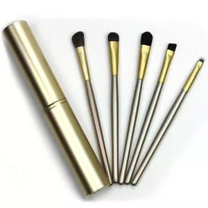 Lot de 5 pinceaux de maquillage portables à long manche pour fard à paupières, pinceaux cylindriques multicolores pour les yeux, outils de beauté - Product Image 1