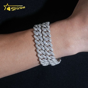 USA Local Stock Fine Jewelry Hip Hop Iced Out <strong>Sterling</strong> <strong>Silver</strong> 925 VVS Moissanite Lab Diamond Cuban Fashion <strong>Men</strong> Cuban <strong>Bracelet</strong> - Product Image 4