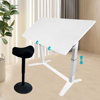 Nouvelle Arrivée Bureau Informatique Pliant Moderne en Fer Pneumatique avec Plateau Inclinable de 0 à 90 Degrés, Table de Dessin pour Bureau, Chambre et Étude