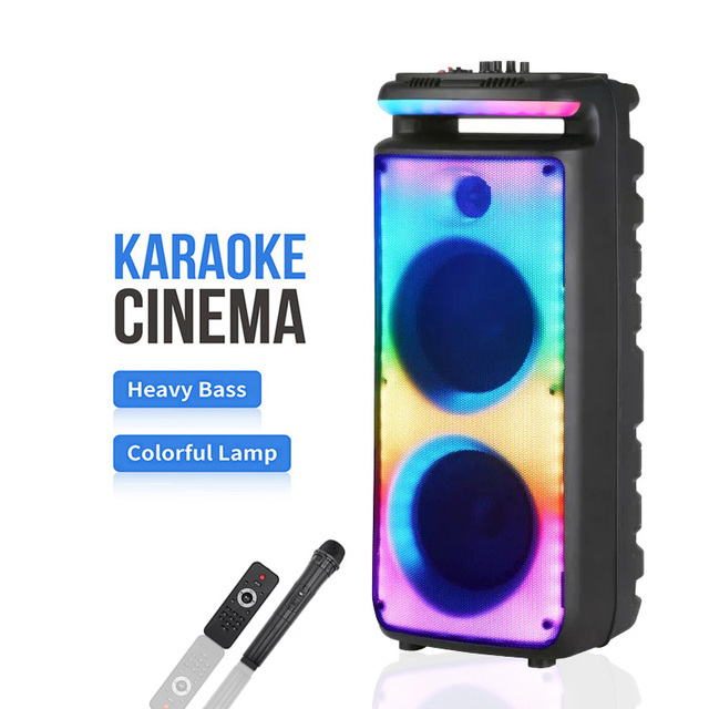 CH-8820 Dual 8 Inch Speaker Multimedia Karaoke Audio Equipment With Wireless Microphone Peak High Power BT Subwoofer