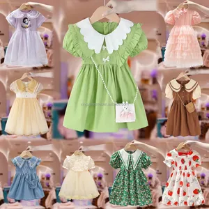 summer Baby girl short sleeve dress cartoon print cute skirt with fine workmanship children's clothing