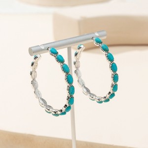 Boucles <span class=keywords><strong>d</strong></span>'oreilles grandes et rondes en forme de C, style bohème vintage, imitation <span class=keywords><strong>turquoise</strong></span>, pour femmes et jeunes filles - Product Image 3