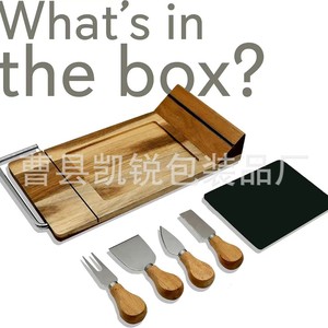 Acacia Wood Cutting Board 12.6 x 7.1 Inches With Cheese <b>Knife</b> And <b>Bread</b> Cutter For Home Use - Product Image 5