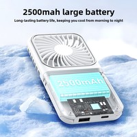 Ventilateur portable à suspendre au cou, ventilateur portatif pliable, mini-ventilateur avec support pour téléphone, vent haute vitesse, rechargeable par USB pour les voyages