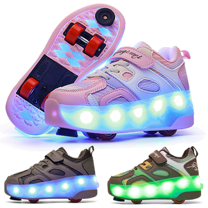 Chaussures à roulettes lumineuses avec <span class=keywords><strong>4</strong></span> <span class=keywords><strong>roues</strong></span> rétractables pour enfants Chaussures à roulettes pour enfants - Product Image 4