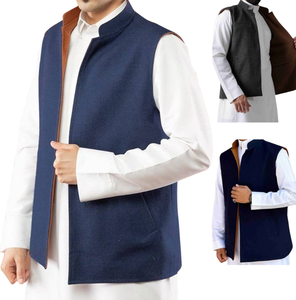 Chaleco de lana personalizado para hombre, estilo abrigo de oveja para otoño e invierno, cuello alto, talla grande. - Product Image 1