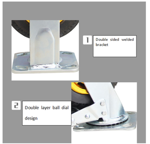 Ruedas Giratorias de Alta Resistencia con Recubrimiento Dorado, 5 Ruedas de Goma, Capacidad de Carga de 330 kg, Freno Industrial con Bloqueo y Protectores de Rosca - Product Image 4