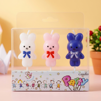 Bougie d'anniversaire en forme de lapin mignon pour la décoration de gâteaux, bougies artisanales écologiques non parfumées pour les fêtes, les bars, le Nouvel An