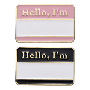 สวัสดี ฉันคือเข็มกลัดแนะนำตัวส่วนตัว ออกแบบเองได้ ป้ายชื่อโลหะเคลือบอ่อน - Product Image 1