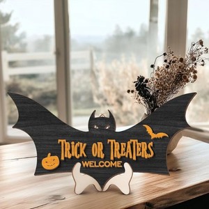 UIONEN Adornos Clásicos Personalizados de Madera para Halloween, Decoraciones para el Hogar, Letreros Decorativos de Escritorio - Product Image 2