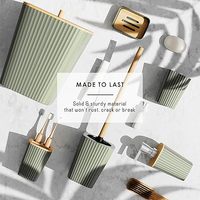 Ensemble d'accessoires de salle de bain modernes 6 pièces pour la maison avec brosse WC, poubelle, distributeur de savon - Plastique durable, facile à nettoyer