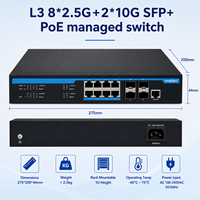 Switch Ethernet géré L3 2.5G à 12 ports monté en rack avec SNMP et QoS, 8 ports PoE, capacité 120 Gbit/s, gestion par console