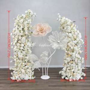 Nuevo diseño personalizado flores artificiales arco de boda arreglo de flores blancas Fondo acrílico con fondo de boda de flores - Product Image 2