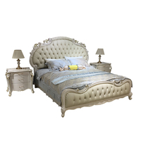 Lit en cuir français RUI SEN, style palais européen, accessible au luxe, 1,8 m, première couche de cuir de vache, lit double, sculpture, mobilier de villa