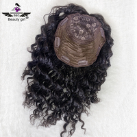 Paling Laris Rambut Palsu Wanita Eropa Ukuran 6X7 Inci Rambut Palsu Keriting Alami Atas Sutra untuk Wanita Rambut Manusia