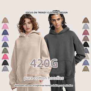 Sweat à capuche 3D en relief avec logos personnalisés, 420 g/m², effet vieilli, coupe oversize, poids lourd, délavé à l'acide - Product Image 2