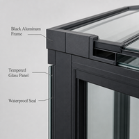 Serre panoramique en verre noir, véranda imperméable à double usage pour la détente et la culture des plantes