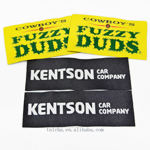 Étiquette tissée haute densité <span class=keywords><strong>nom</strong></span> de marque personnalisé Logo vêtement Textile cou étiquettes tissées étiquettes pour vêtements - Product Image 5