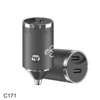 Chargeur de voiture double port haute puissance 70W adaptateur de charge rapide chargeur universel de type c en métal en alliage de zinc