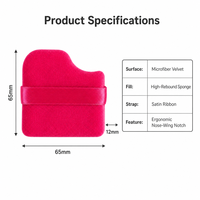 Éponge de maquillage en microfibre velours ergonomique JLY Square Powder Puff avec encoche pour le coin du nez et ruban en satin pour poudre visage