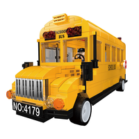 Briques de construction en plastique éducatives COGO, blocs de construction pour la ville, école maternelle, autobus scolaire, jouets de construction