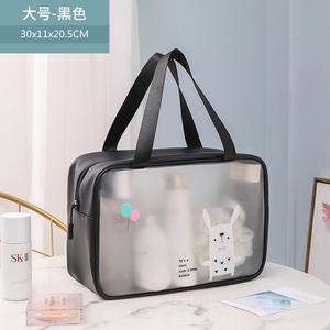 Sac à cosmétiques transparent à motif de dessin animé, trousse de toilette rectangulaire résistante à l'eau, organisateur de rangement de maquillage avec double poignée pour le voyage - Product Image 5