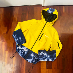 Veste coupe-vent personnalisée OEM avec fermeture éclair, respirante, imprimée numériquement, design patchwork, en nylon, pour hommes - Product Image 4