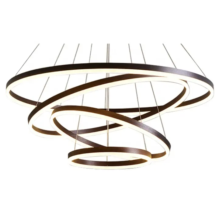 china large acrylic hotels remote ring lighting fixtures led dimmable circular modern chandelier for high ceilings